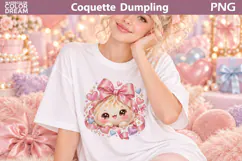 Coquette Pink Bow Dumling Clipart | Cute Sublimation Product Image 2