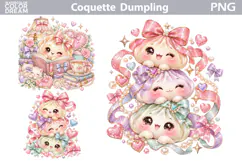 Coquette Dumpling Bow Clipart | Pastel Dumpling Book Sublimat Product Image 1