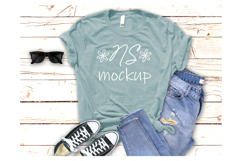 Bella Canvas 3001 Tshirt Mock-up DUSTY BLUE HEATHER Product Image 1