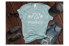 Bella Canvas 3001 Tshirt Mock-up DUSTY BLUE HEATHER Product Image 1