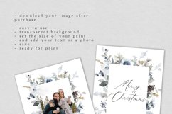 dusty blue navy white watercolor christmas frame clipart