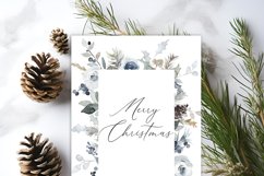 dusty blue navy white watercolor christmas frame clipart