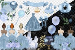 Dusty Blue Watercolor Princess Clipart Product Image 2
