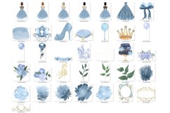 Dusty Blue Watercolor Princess Clipart Product Image 3