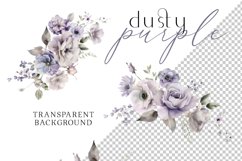 Dusty Purple Flowers Clipart Floral PNG Mauve Lilac Borders Product Image 4