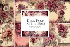 56 Dusty Rose Floral Vintage Junk Journal Pages Product Image 1