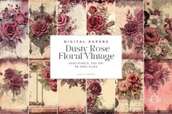 56 Dusty Rose Floral Vintage Junk Journal Pages Product Image 2