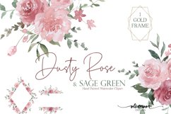 dusty rose sage green floral clipart