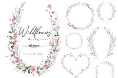 dusty rose pink blush wildflowers clipart wreaths watercolor floral png