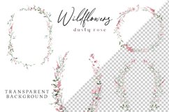 dusty rose pink blush wildflowers clipart wreaths watercolor floral png