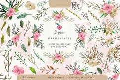 Watercolor Flowers Clipart, Simple Floral Wreath Png DX Product Image 1