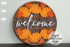 Autumn Pumpkins Welcome Sign SVG | Fall Door Wreath Sign Product Image 1