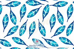Blue Leaves Seamless Pattern, blue seamless file DXs Product Image 2