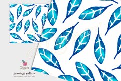 Blue Leaves Seamless Pattern, blue seamless file DXs Product Image 1
