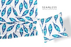Blue Leaves Seamless Pattern, blue seamless file DXs Product Image 3