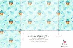 watercolor Cactus Pattern, boho leaves seamless file DXs Product Image 2