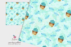 watercolor Cactus Pattern, boho leaves seamless file DXs Product Image 1