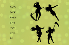 Dynamic Female Warrior with Flowing Hair Product Image 1