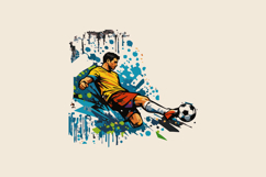 Dynamic Soccer Player Kicking Ball in Street Art Style Desig Product Image 1