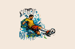 Dynamic Soccer Player Kicking Ball in Street Art Style Desig Product Image 2
