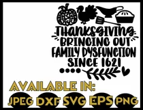 Family svg DXF Silhouette Cameo Cricut Thanksgiving turkey Product Image 2