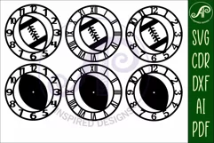football/ rugby ball wall clock laser cut files, SVG file. Product Image 5
