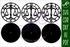 Lawyer Scales clock wall clock laser cut files Product Image 5