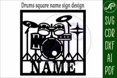 Drums name sign design for laser cutting or cards Product Image 5