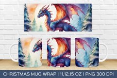 Christmas Dragon Mug Wrap | Christmas Sublimation Design Product Image 1
