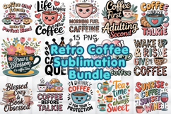 15 Retro Coffee Sublimation Bundle Vintage Coffee Lover PNG Product Image 1