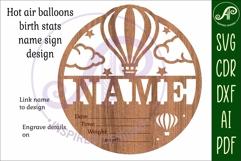 Hot air balloon Newborn Baby stats, Birth plaque, name Product Image 5