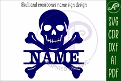 Skull and crossbones name sign svg laser cut file Product Image 4