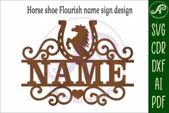 Horse shoe flourish name sign svg laser cut file Product Image 5