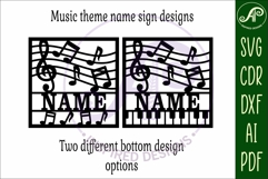 Music lovers name sign svg laser cut design or card Product Image 5
