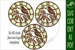 Tui bird New Zealand themed clock wall clock laser cut files Product Image 4