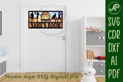 Basketball male scene name sign SVG 3 layer laser cut Product Image 5