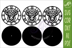 Floral Highland Cow Clock SVG, Farmhouse Cow Wall Clock Product Image 5