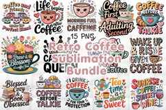 15 Retro Coffee Sublimation Bundle Vintage Coffee Lover PNG Product Image 2