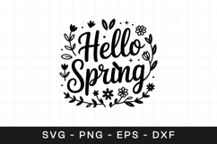 Hello Spring Floral Wreath SVG PNG Product Image 1