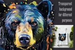 Bright watercolor grizzly bear,transparent PNG/JPEG Product Image 2