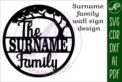 Family suname sign with tree svg laser cut template Product Image 5