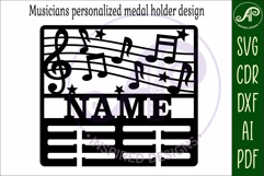 Music medal holder Name svg laser cut Product Image 5