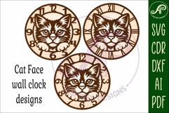 Cat Clock SVG, Cat Face Wall Clock Laser Cut Files Product Image 5