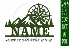 Mountains and compass name sign svg laser cut file Product Image 5