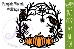 Halloween Pumpkin Wreath SVG with Owl Raven Spider Web Laser Product Image 5