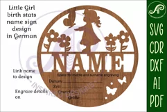 Little girl Newborn Baby stats, Birth plaque, name sign SVG Product Image 5