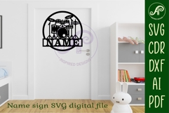 Drum kit named wall sign Product Image 5