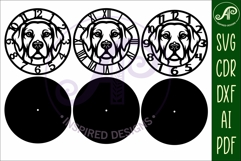 Golden labrador dog clock wall clock laser cut file Product Image 5