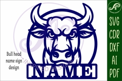 Bull head name wall art sign, SVG personalized Product Image 5
