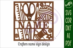Crafters name sign svg laser cut design or card Product Image 5